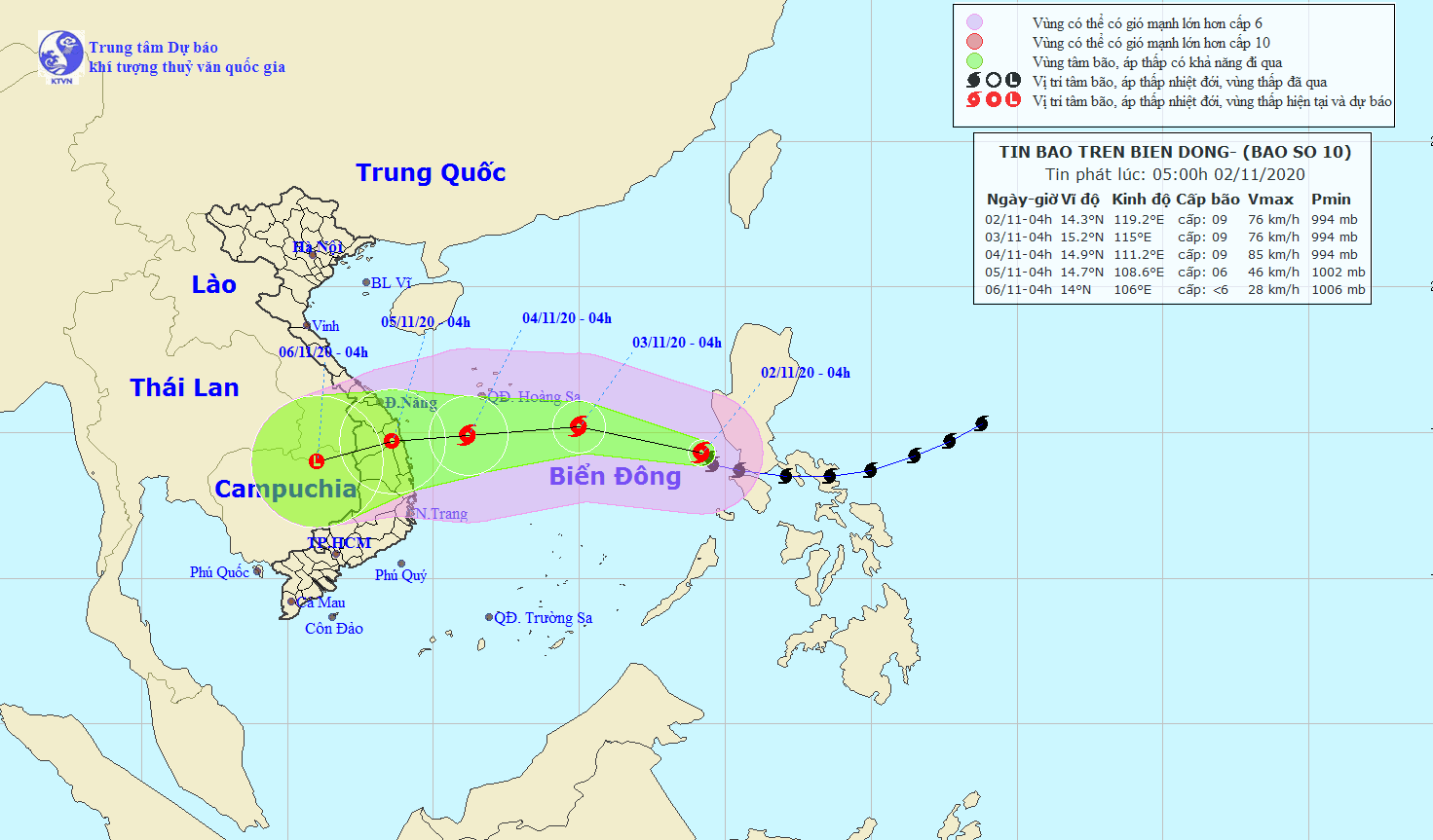 Bão Goni đã vào Biển Đông, thành bão số 10 - hướng vào Đà Nẵng - Phú Yên.