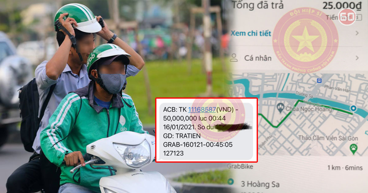 Hành khách chuyển nhầm 50 ngàn đồng thành 50 triệu đồng đã nhận lại được tiền từ tài xế Grab