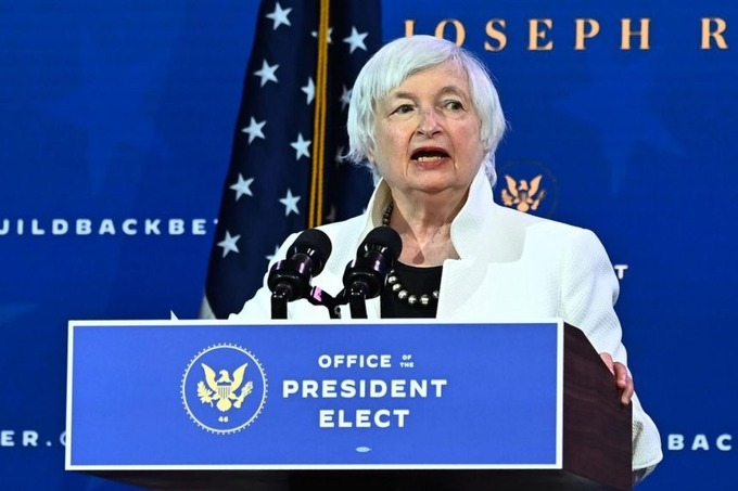 Bà Janet Yellen trong buổi giới thiệu đề cử nội các của Joe Biden hồi đầu tháng 1. Ảnh: Reuters
