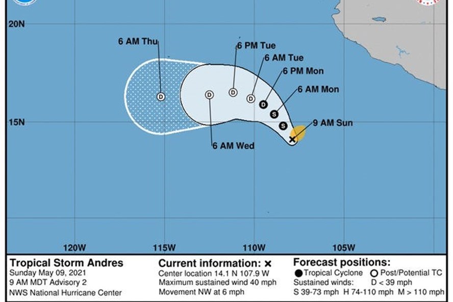 Năm nay bão hình thành ở Đông Thái Bình Dương sớm kỷ lục - . Ảnh: Trung tâm Bão Quốc gia Mỹ.