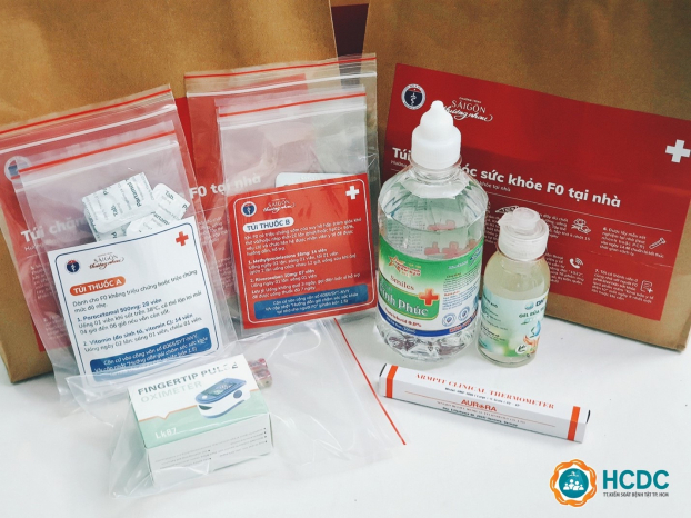 Túi thuốc phát cho F0 đang điều trị tại nhà sẽ bao gồm 3 gói A, B, C và sử dụng tùy thuộc vào triệu chứng của bệnh nhân. Ảnh minh họa