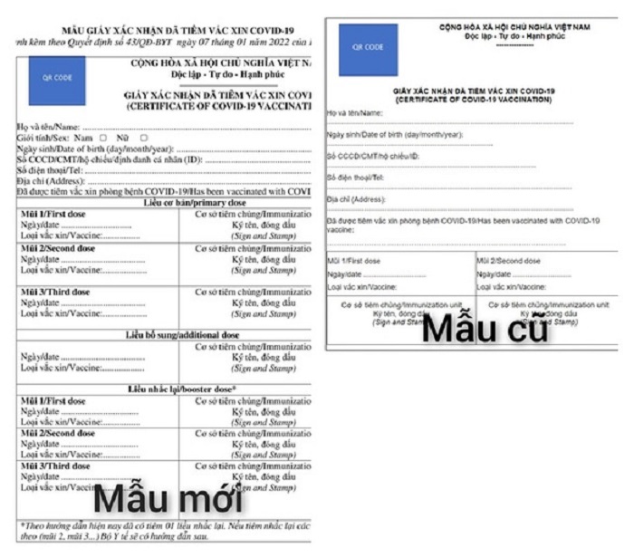 Giấy xác nhận tiêm vắc xin COVID-19 mới mà Bộ Y tế mới ban hành, chừa chỗ cho 7 mũi tiêm - Ảnh Bộ Y tế