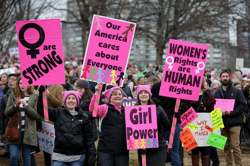 Phụ nữ tại Mỹ trong một cuộc tuần hành ngày 8/3.