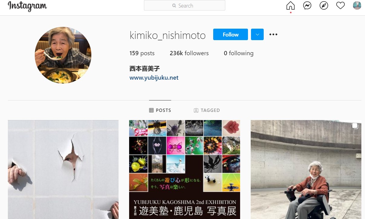 Cụ Kimiko Nishimoto rất nổi tiếng trên Instagram đấy.