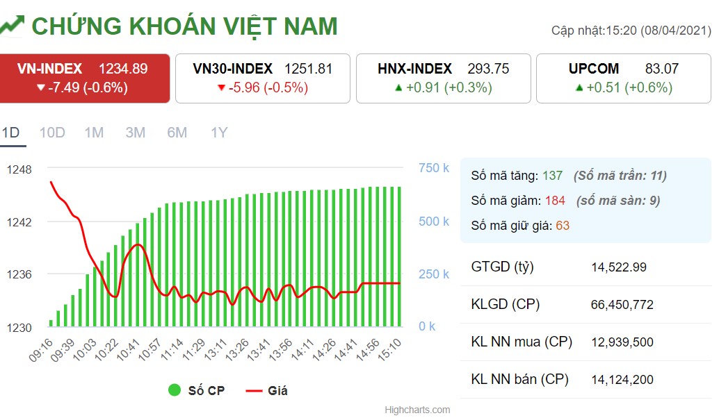 VN-Index mất hơn 8 điểm sau khi thi trường ồ ạt bán ra - Ảnh 1