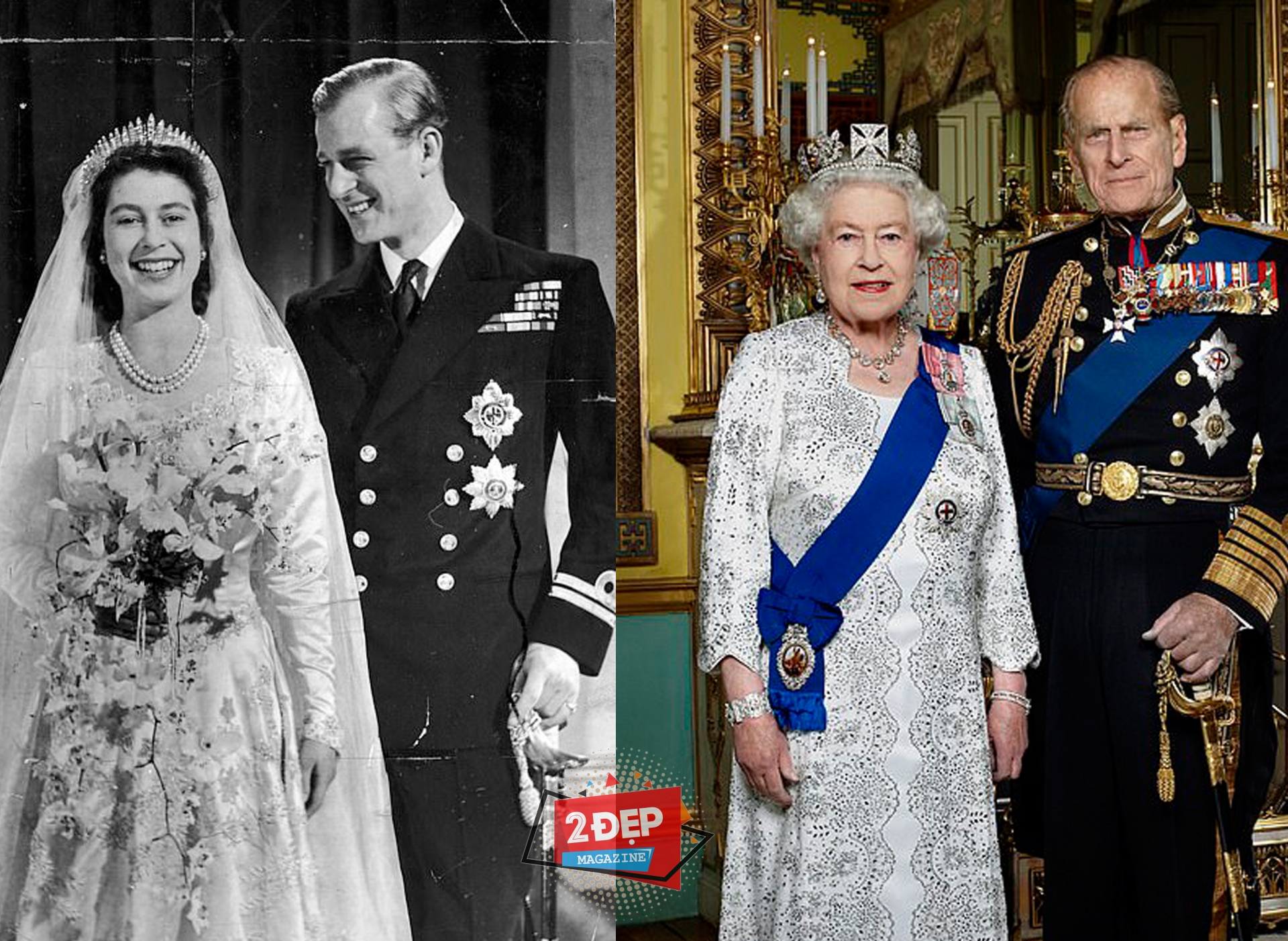 Vương tế Philip và vợ, nữ hoàng Elizabeth II.