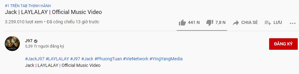 Hiện MV đã lên top 1 thịnh hành trên Youtube.