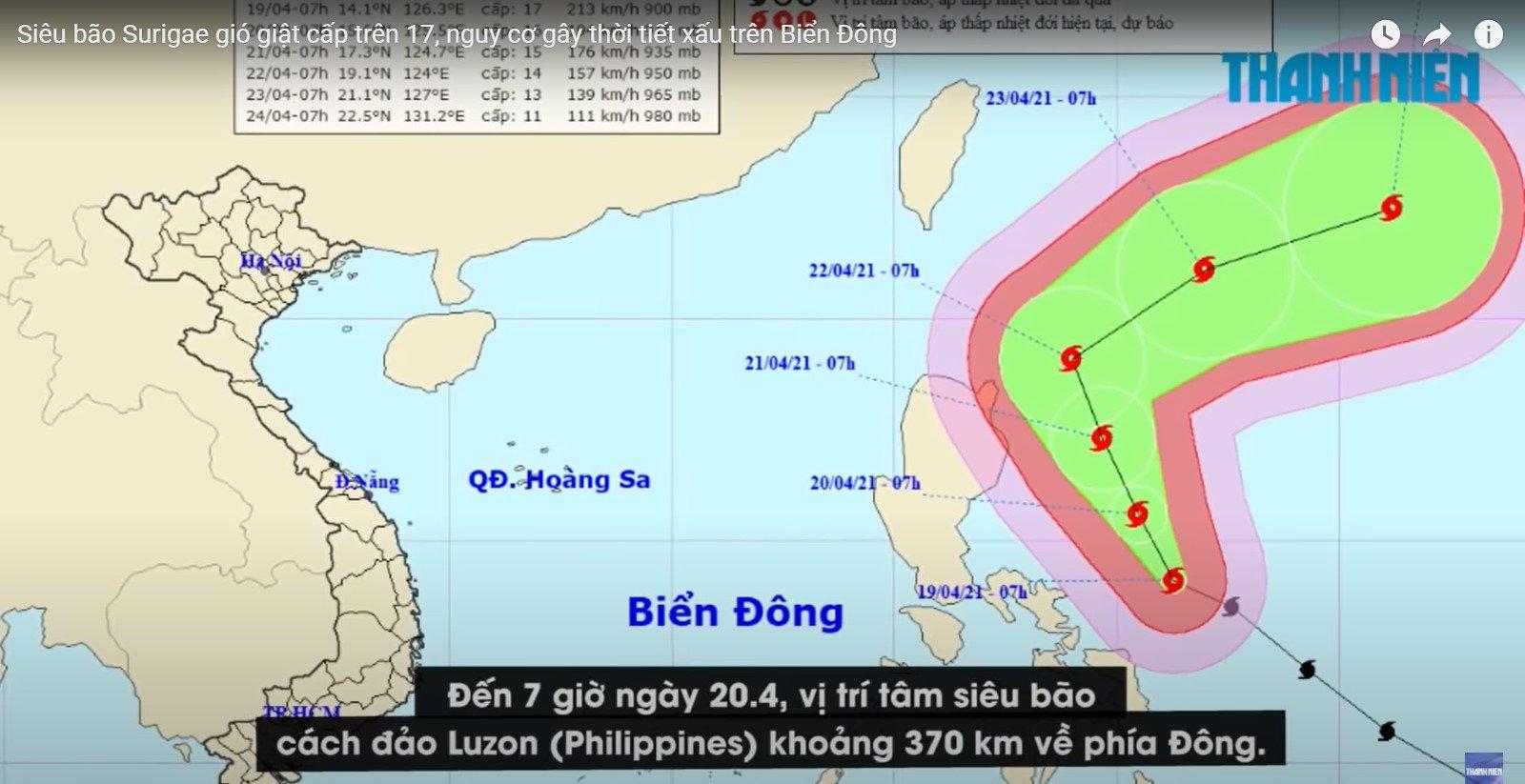 Siêu bão Surigae áp sát bờ biển, Philippines sơ tán khẩn cấp hơn 19.000 người.