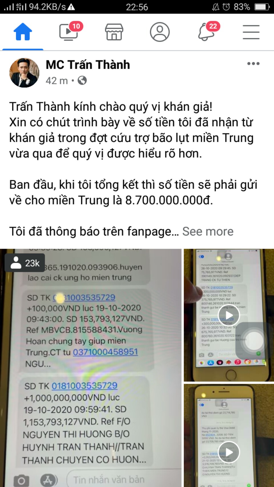 Tối 26/5 thì nam MC đã chính thức lên tiếng làm rõ về số tiền từ thiện khi ấy đã chuyển cho những ai.