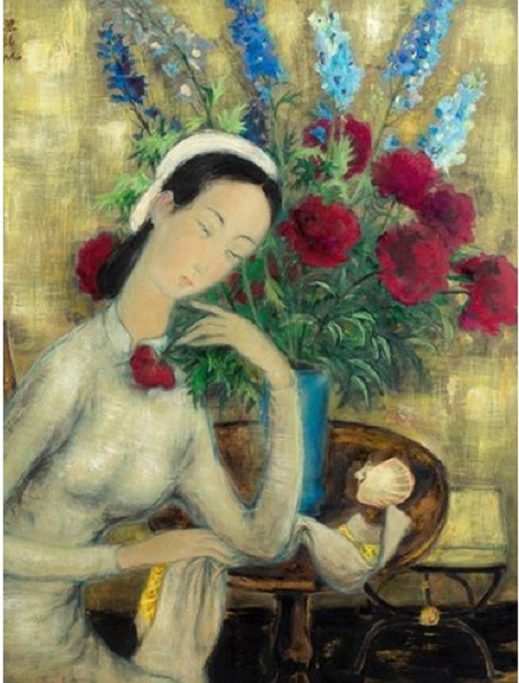 Bức tranh 'Thiếu nữ bên hoa mẫu đơn' của danh họa Lê Phổ có giá tới hơn 30 tỷ đồng.
