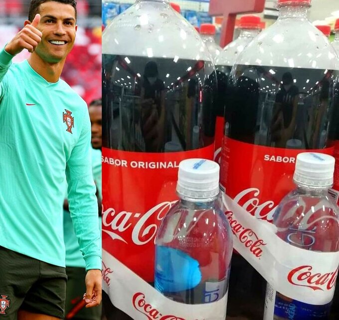 Coca Cola cũng có phản ứng lại tức thì với sự cố 'Ronaldo'.