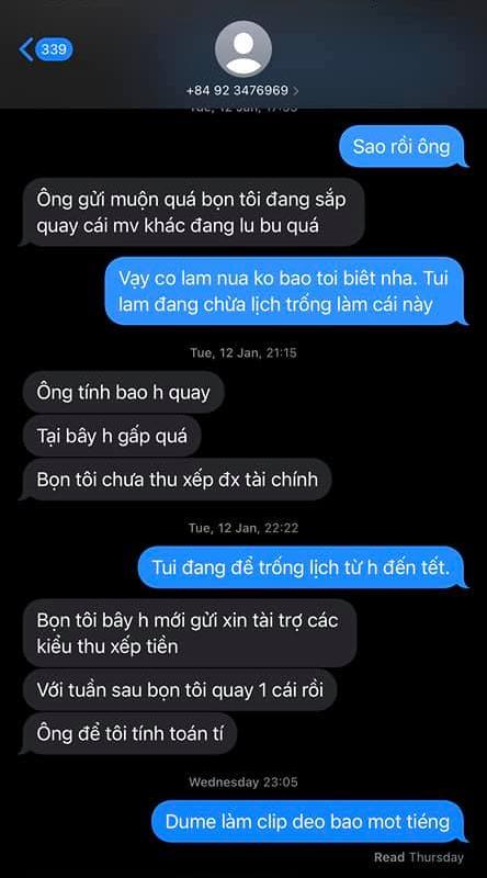 Khương Vũ tung đoạn chat đầy đủ nói Thỏ đã xóa bớt tin nhắn.