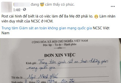Hieupc thông báo sẽ gia nhập NCSC ở thành phố Hồ Chí Minh.