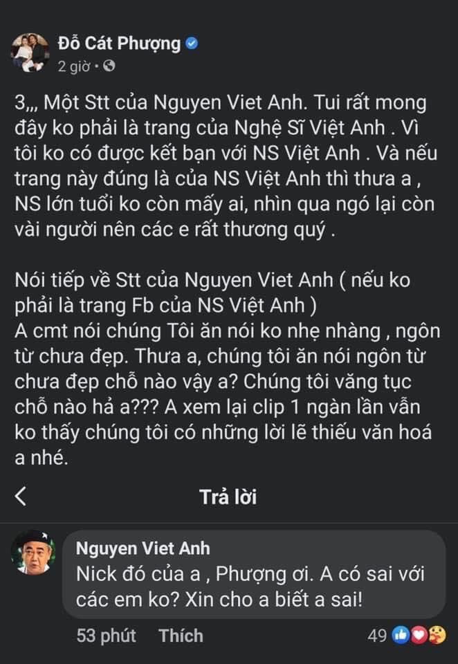 Cát Phượng phản bác gay gắt với NSND Việt Anh.