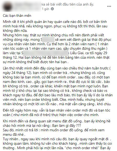 Nguyên văn bài phốt trên mạng xã hội.