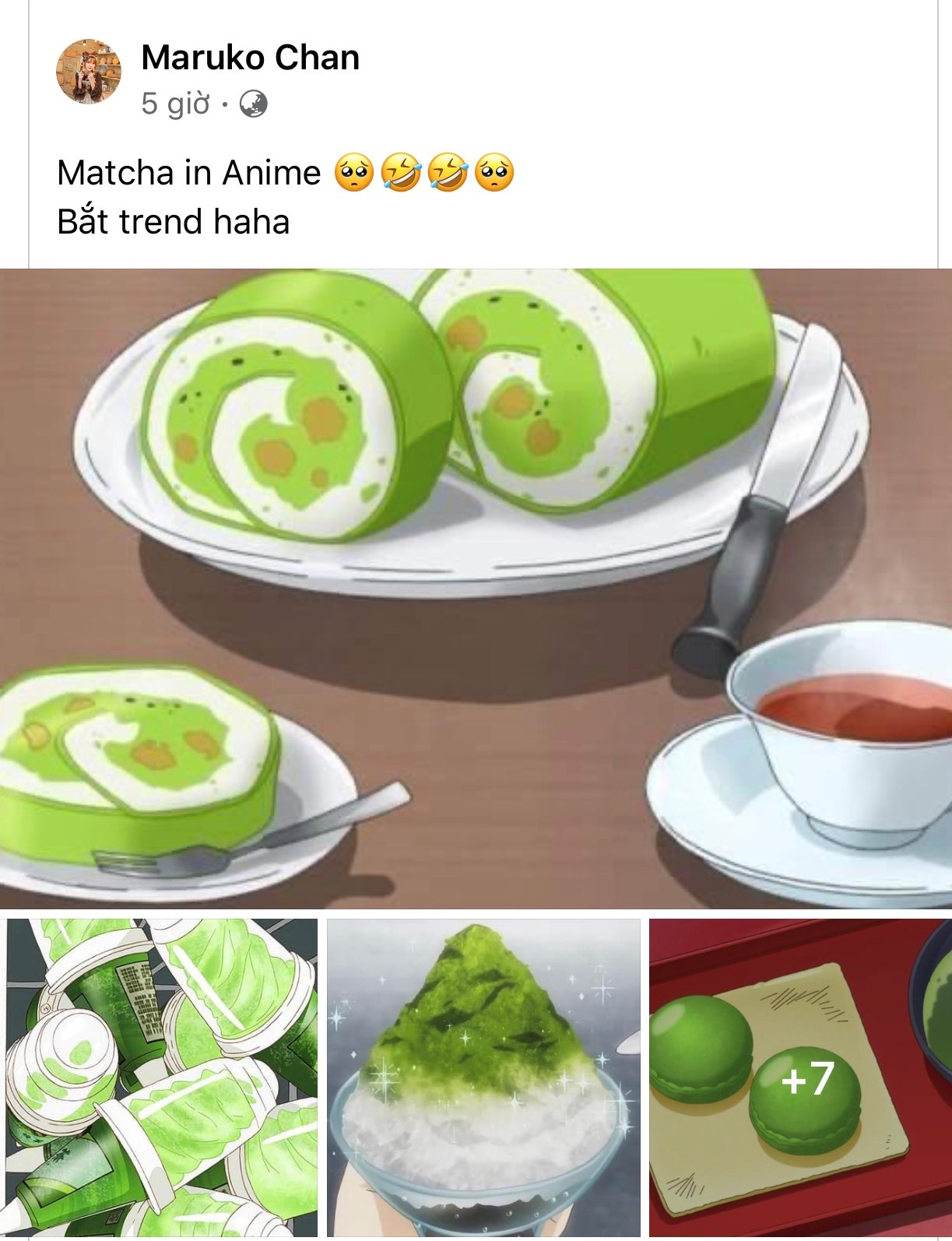 Một fanpage về anime cũng kịp bắt trend matcha.