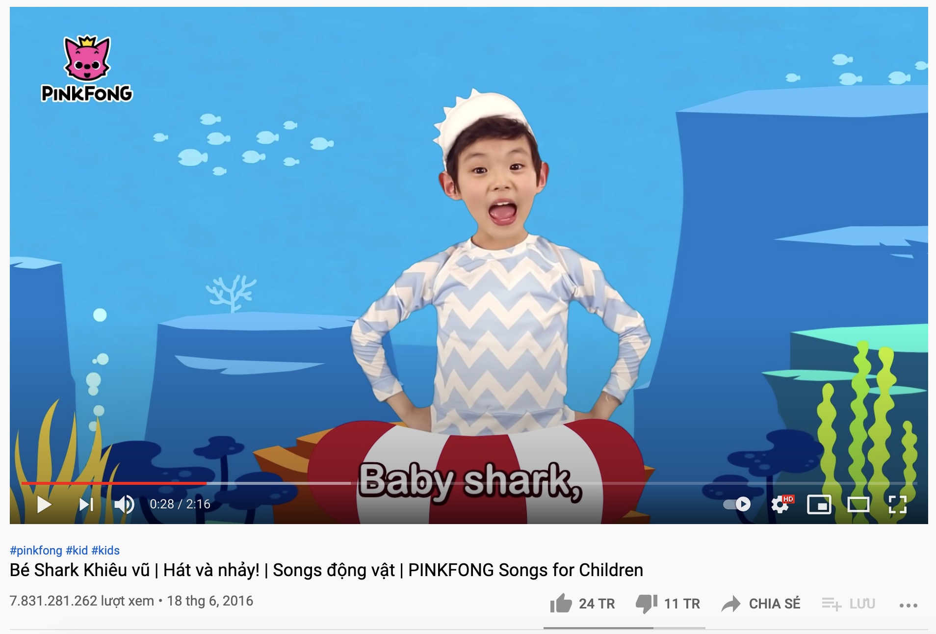 'Baby Shark' cực kỳ được các bà mẹ Việt ưa chuộng dùng để mở cho con cháu nghe để giải trí, dỗ khóc, dỗ ăn... 