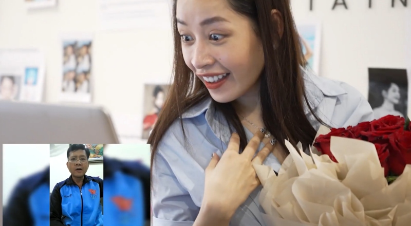 Sự xuất hiện bất ngờ của bố Chi Pu ở cuối clip với lời chúc dành cho con gái khiến người đẹp vỡ òa hạnh phúc. 