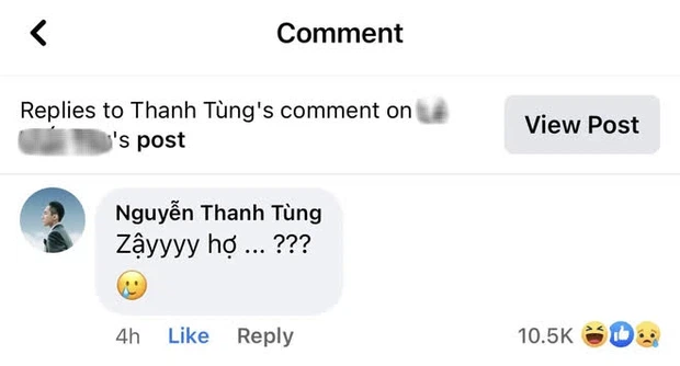 Sơn Tùng còn sử dụng chiếc icon 'cười ra nước mắt' mới mẻ đang được ưa chuộng trên Facebook.
