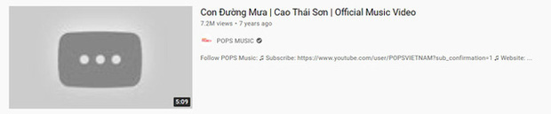 MV Con Đường Mưa của Cao Thái Sơn bất ngờ biến mất khỏi một kênh YouTube từng hợp tác với nam ca sĩ