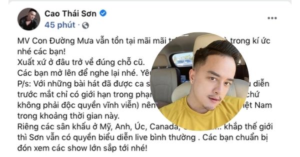 Cao Thái Sơn vội xóa status khẳng định có thể hát được loạt bản hit dù bị Nathan Lee mua độc quyền 