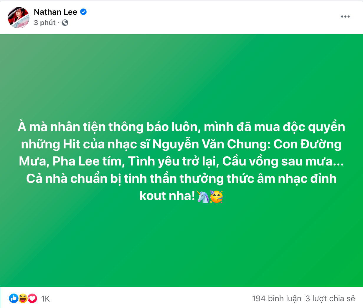 Nathan Lee chính thức tuyên bố đã mua độc quyền nhiều bài hát từng được Cao Thái Sơn thể hiện