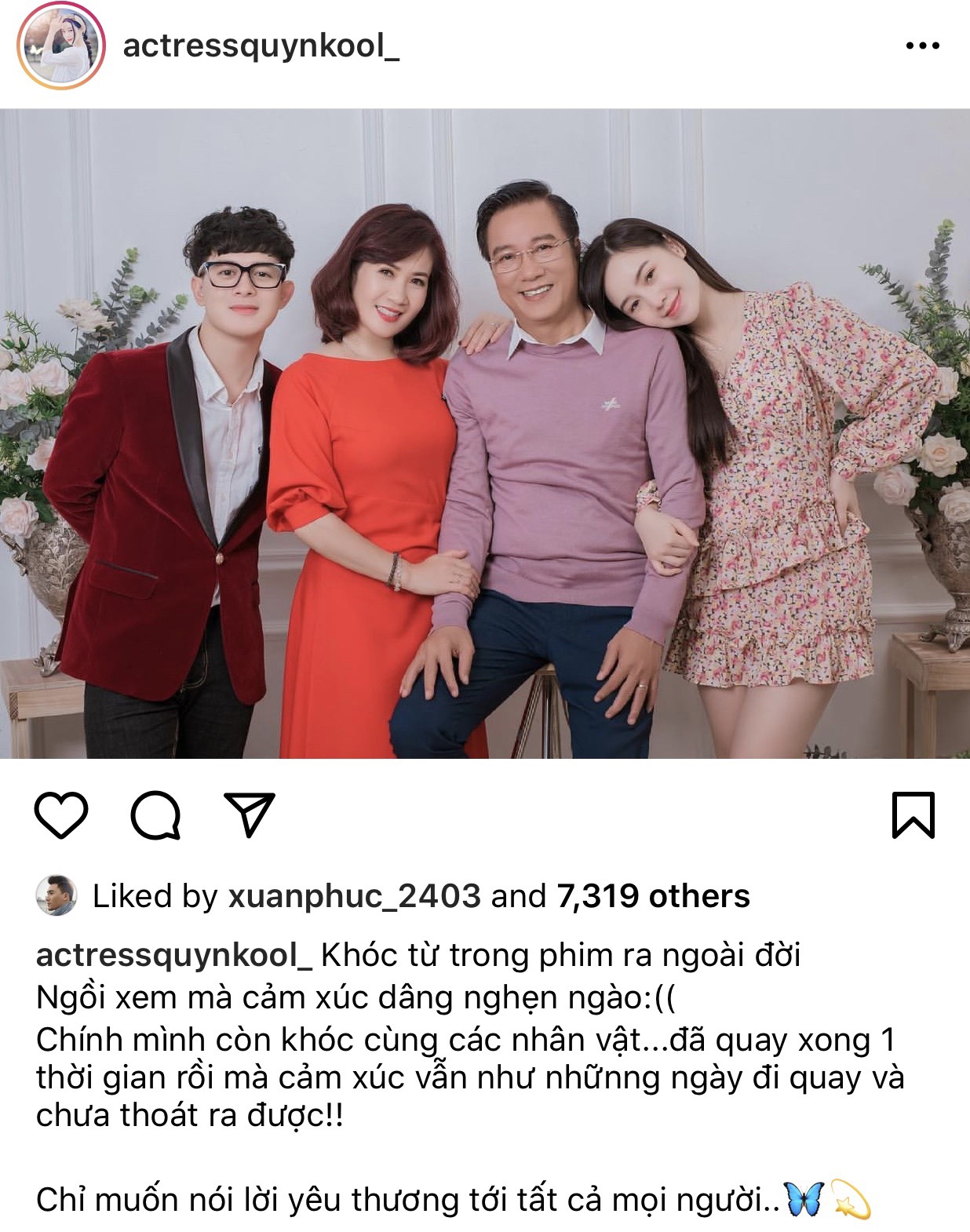 Quỳnh Kool chia sẻ bức ảnh 'gia đình' trong phim cô đóng