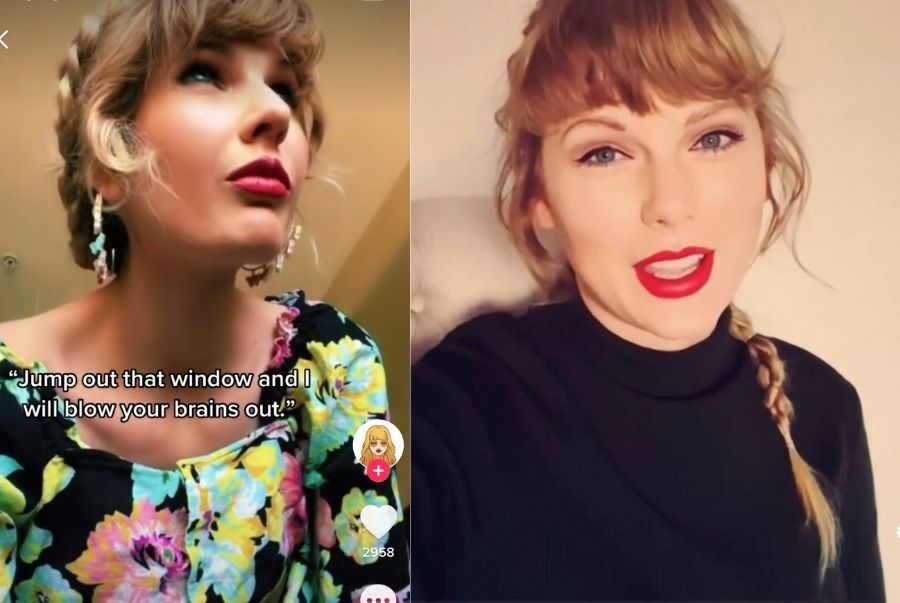 Từ tóc tai, kiểu trang điểm và khuôn mặt đều giống với Taylor Swift.