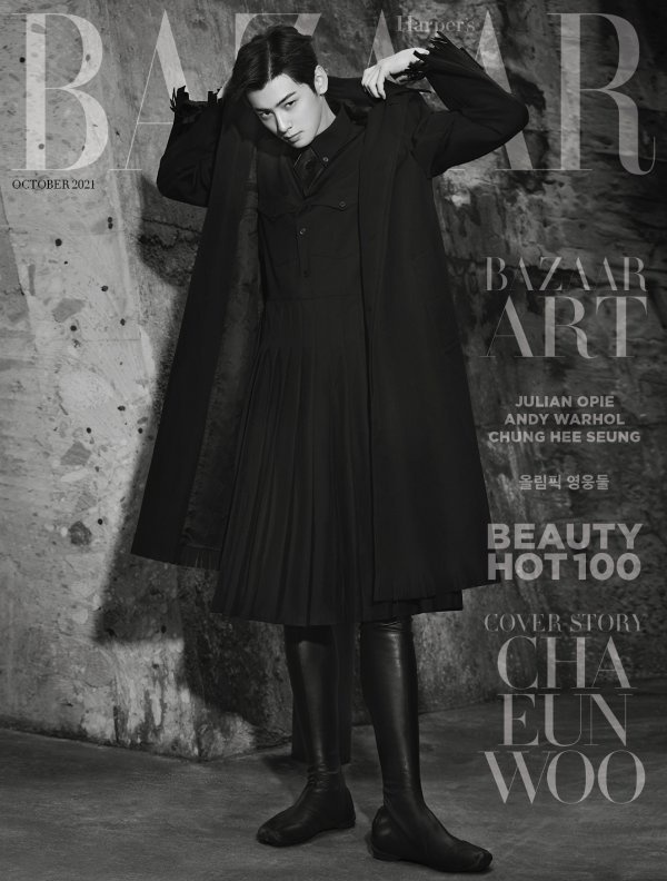 Nam thần 'True Beauty' Cha Eun Woo mặc váy lên bìa tạp chí Bazaar  - Ảnh 8