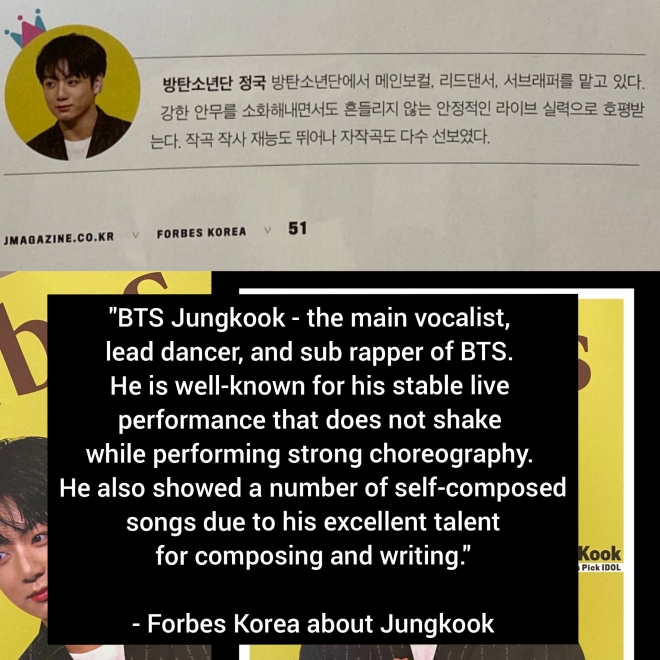 Forbes Hàn Quốc cũng gửi lời chúc mừng trước thành tích ấn tượng của Jungkook.