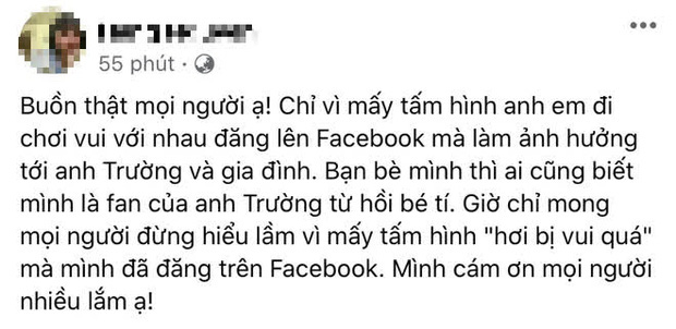 Cô gái này đính chính cô chỉ đơn thuần là người hâm mộ lâu năm của 'A2' Lam Trường và ngoài ra không hề có mối quan hệ tình cảm nào.