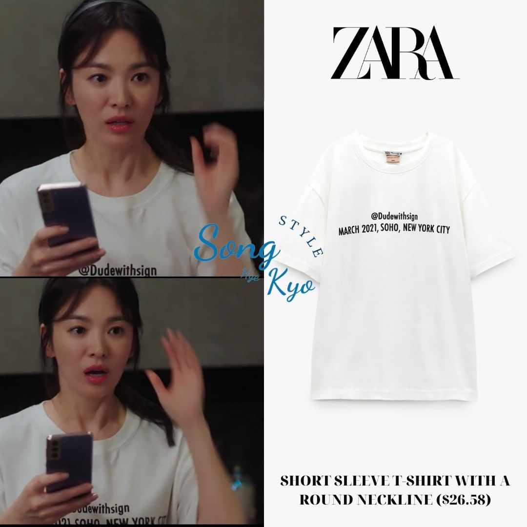 Chiếc áo Zara bình dân trắng trơn chỉ kèm dòng chữ đen có giá chỉ 600 nghìn.