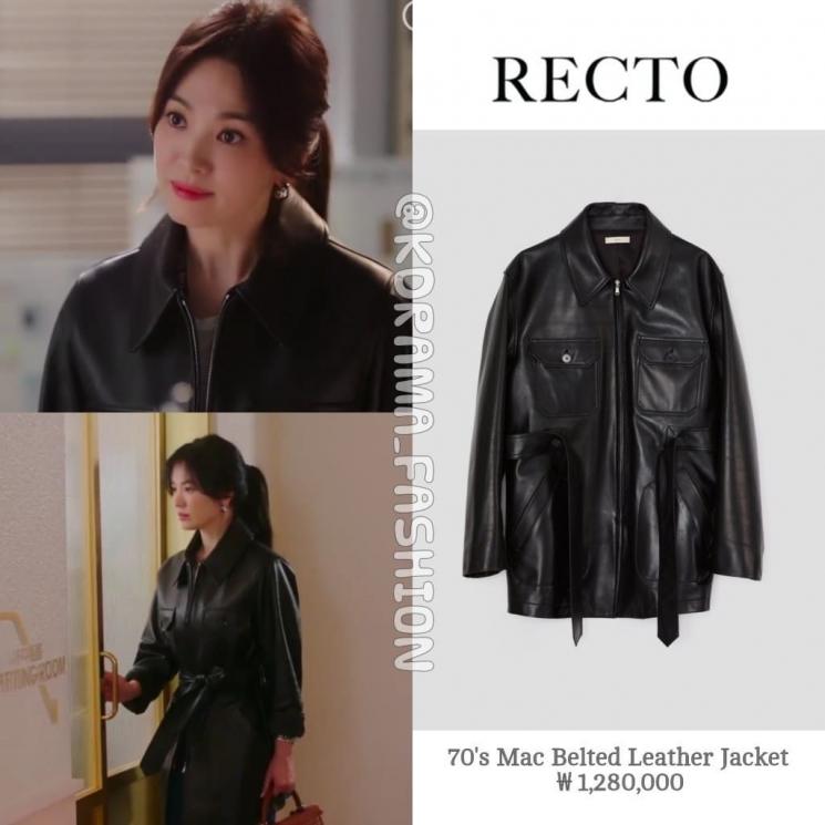 Nếu muốn mua chiếc áo khoác da thuộc thương hiệu RECTO mà Song Hye Kyo diện trong cảnh phim này, bạn sẽ phải bỏ ra số tiền là 25 triệu đồng.