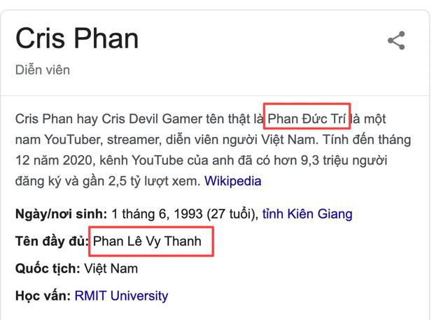 Từng có thông tin cho biết tên thật của Cris Phan là Phan Đức Trí,