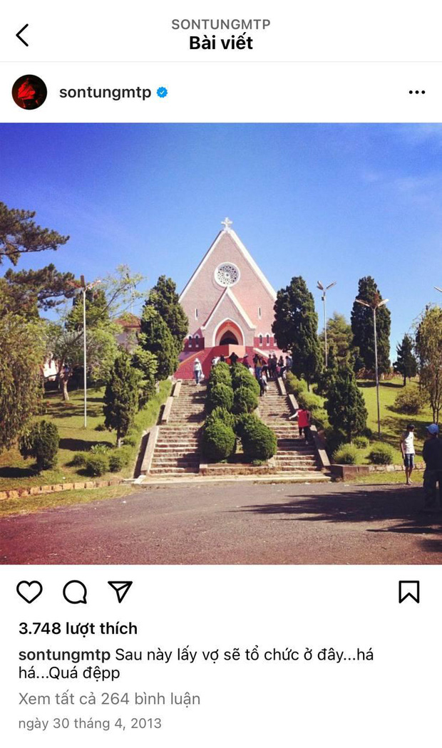 Sơn Tùng từng đăng ảnh chụp nhà thờ xinh đẹp tại Đà Lạt có tên kèm dòng trạng thái hào hứng tiết lộ về địa điểm tổ chức hôn lễ trong tương lai của mình