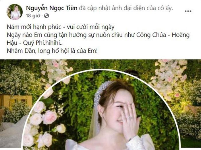 Chỉ một lời chia sẻ này cũng đã đủ chứng minh cuộc sống hôn nhân sau hơn 1 năm kết hôn của vợ chồng nữ doanh nhân Ngọc Tiên đang rất hạnh phúc và độ ngọt ngào ngày một nhân lên theo năm tháng.
