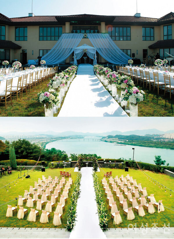 Địa điểm tổ chức lễ cưới của bộ đôi quyền lực Kim - Son này sẽ là khu Aston House thuộc khách sạn Sheraton Grand Walkerhill Hotel ở Gwangjang-dong, Seoul