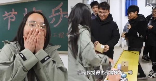 Nữ sinh may mắn được 59 nam sinh xếp hàng tặng quà 8/3