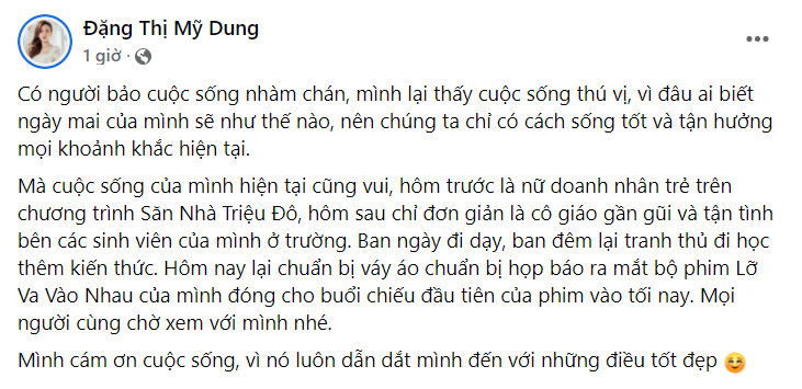 Midu đang rất hài lòng và hạnh phúc ở thời điểm hiện tại.