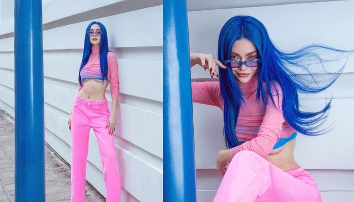 MLee dạo này: Tóc xanh, mắt đỏ, bụng toàn cơ múi, còn vén áo khoe chân ngực lấp ló