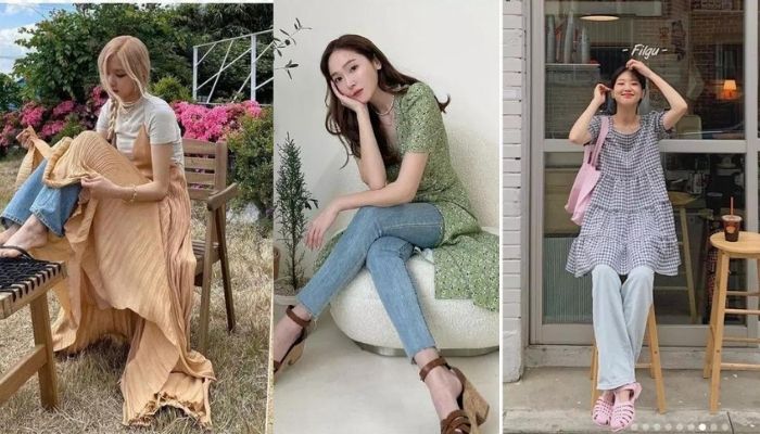 Mốt mix quần jeans và váy dài tưởng ''lạc quẻ" nhưng lại là hot trend được nhiều chị em lăng xê