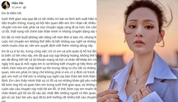 Hiền Hồ mở lại Facebook cá nhân, đăng tâm thư xin lỗi sau 1 tháng im lặng