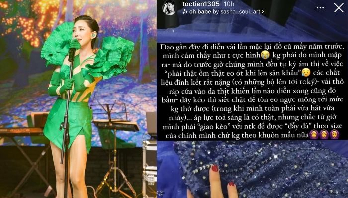 Giữa khuya, Tóc Tiên than thở đi diễn như cực hình, da thịt đỏ bầm, không thở nổi