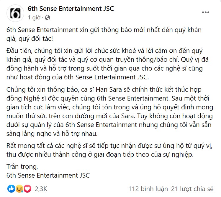 Han Sara chính thức chia tay công ty Đông Nhi - Ảnh 2