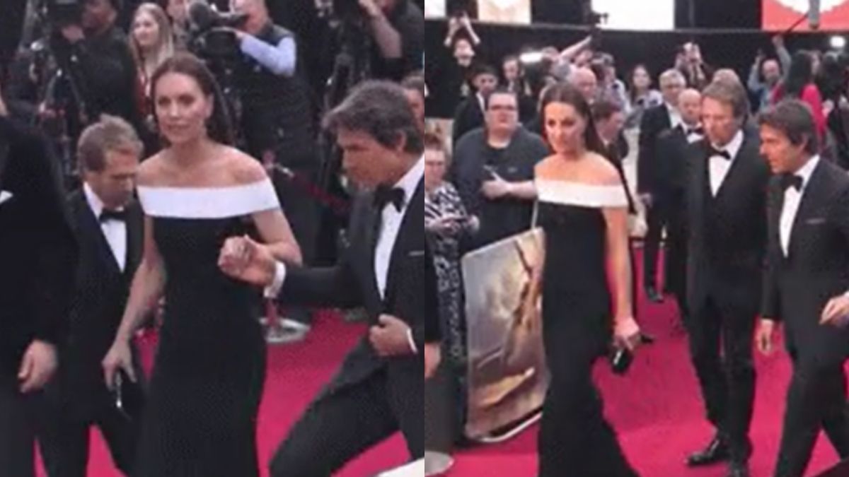 Công nương Kate được Tom Cruise dìu tay lên thảm đỏ nhưng biểu cảm của cô mới chiếm spotlight