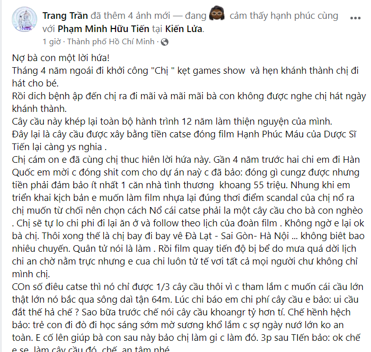 Hậu lùm xùm từ thiện, Trang Khàn xây cầu hơn 3,5 tỷ cho người dân Long An - Ảnh 2