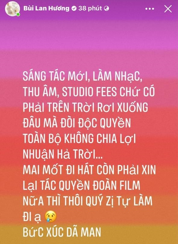 Bùi Lan Hương bức xúc tố đoàn phim mua nhạc 
