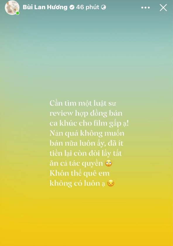 Bùi Lan Hương bức xúc tố đoàn phim mua nhạc 