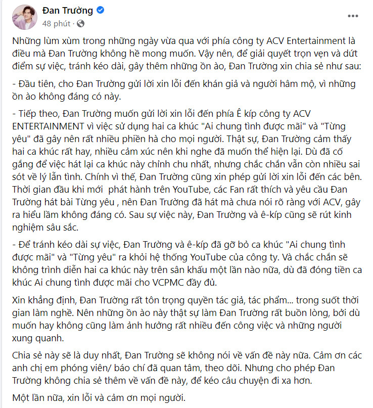 Đan Trường chính thức xin lỗi giữa ồn ào bị tố 