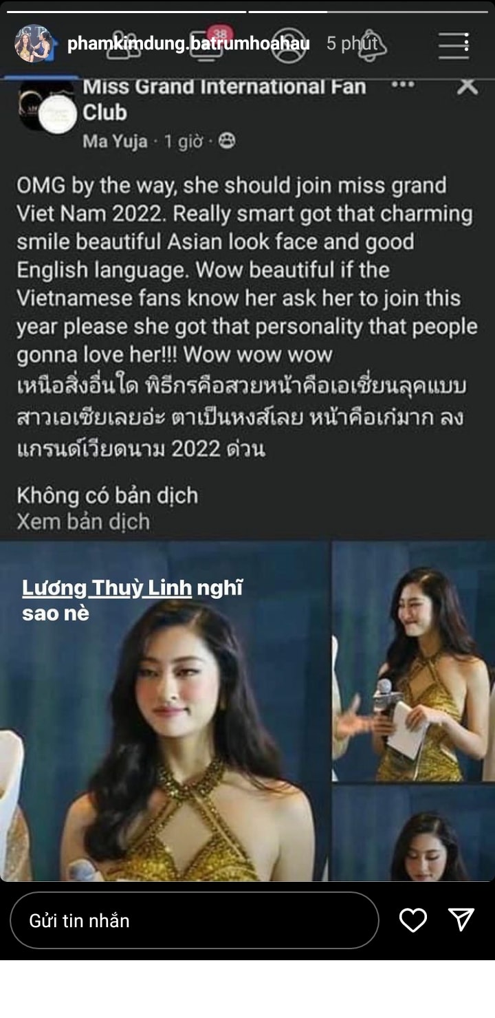 Lương Thùy Linh được fan Thái ủng hộ đi thi Miss Grand Vietnam 2022, 
